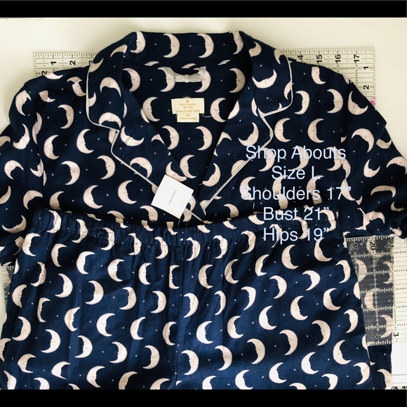 Kate Spade Navy Moons Pajamas Pajama Set L XL New - Picture 8 of 8